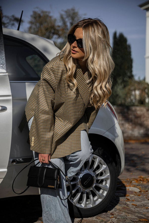 Oversized double breasted blazer - geruit