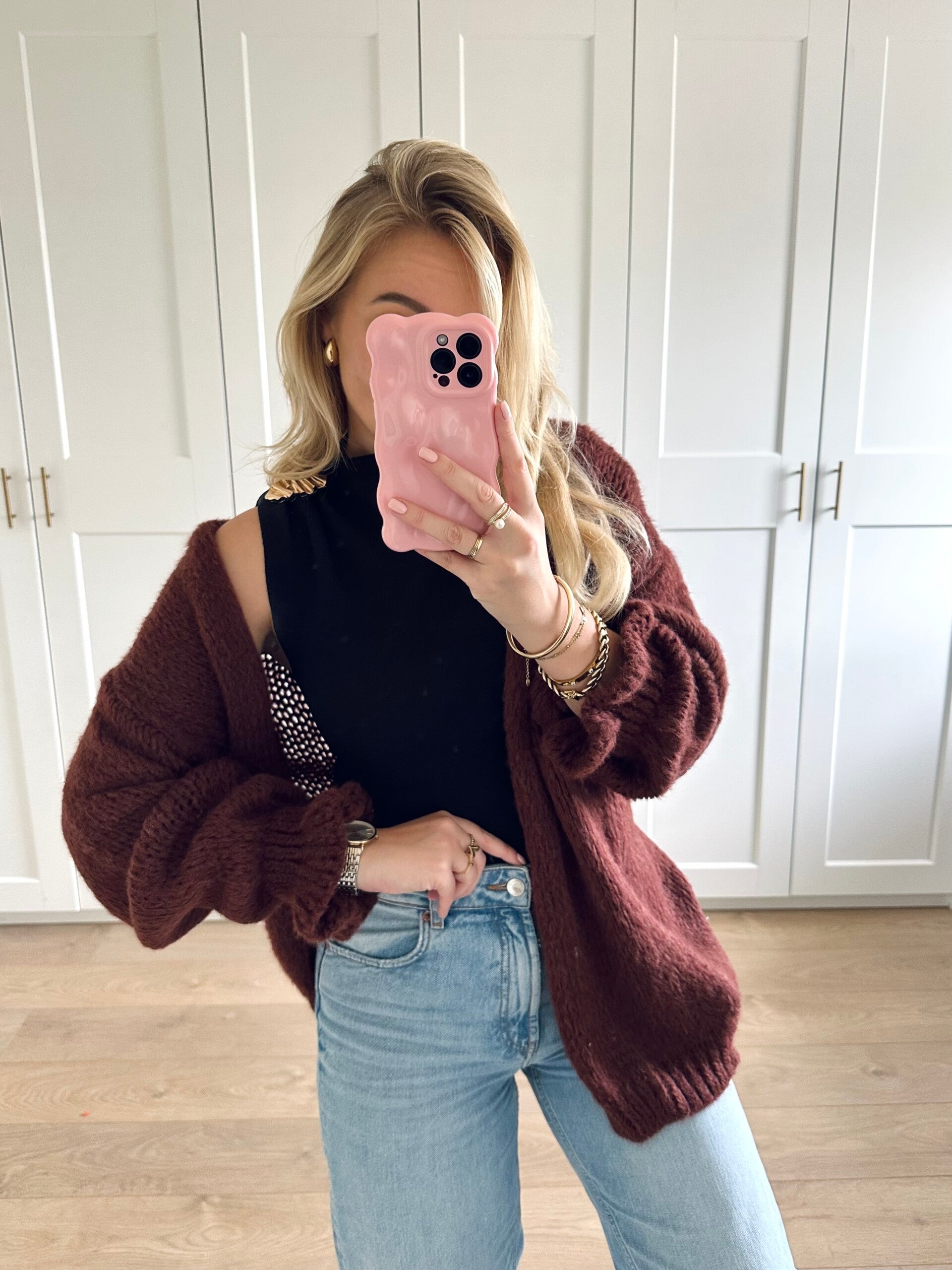 Vest met ruffle mouwen - bruin