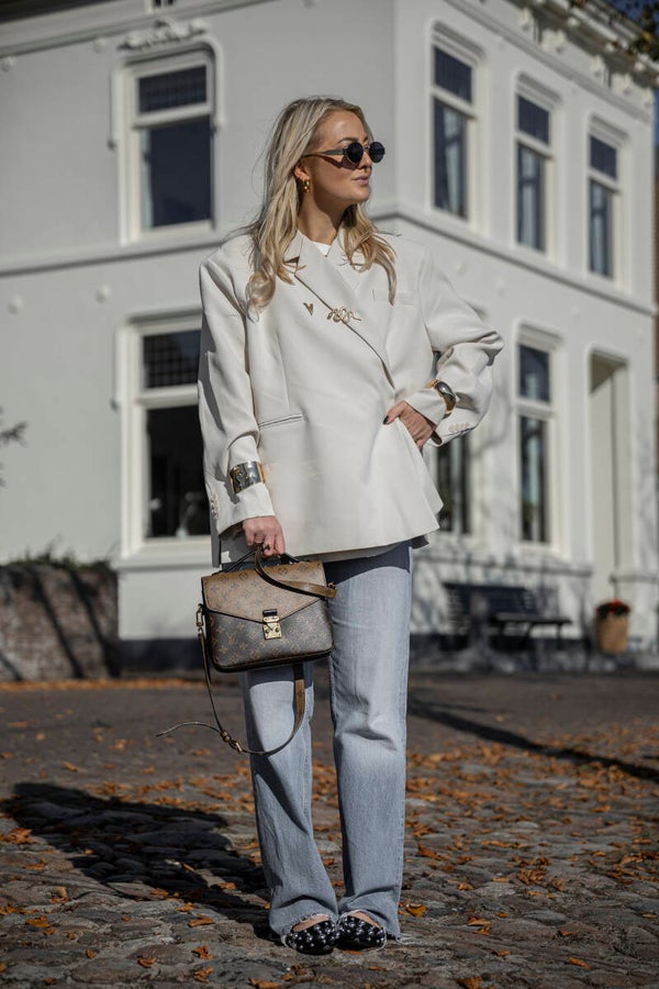 Oversized double breasted blazer - crème