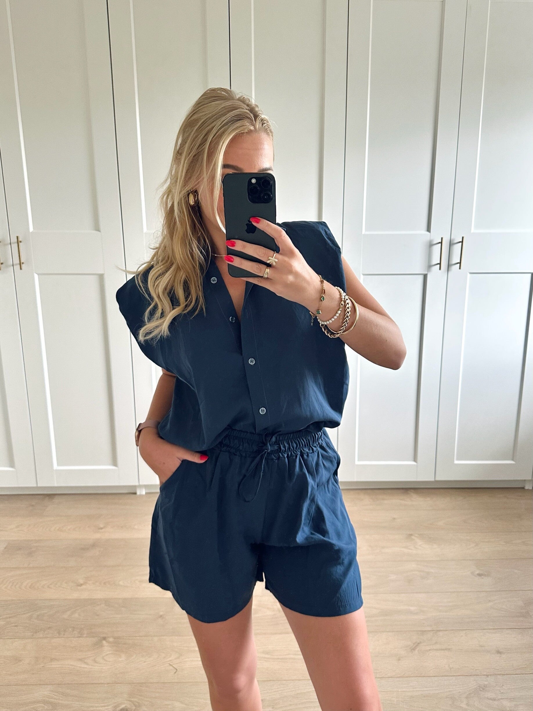 Set met overslag rug - blauw