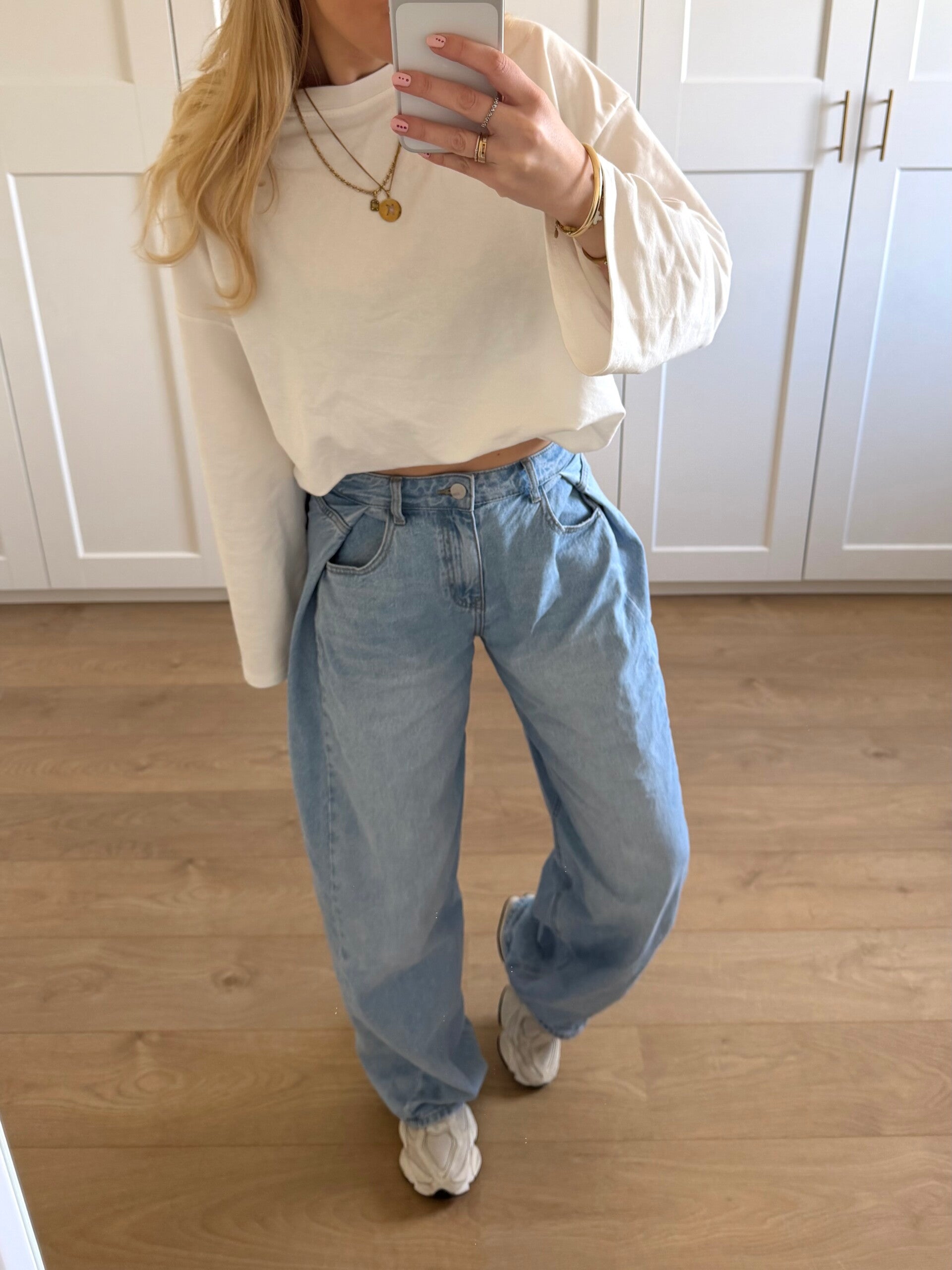 Jeans met plooien - blauw