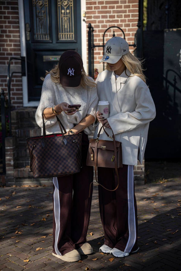 Pantalon jogger met strepen - bruin