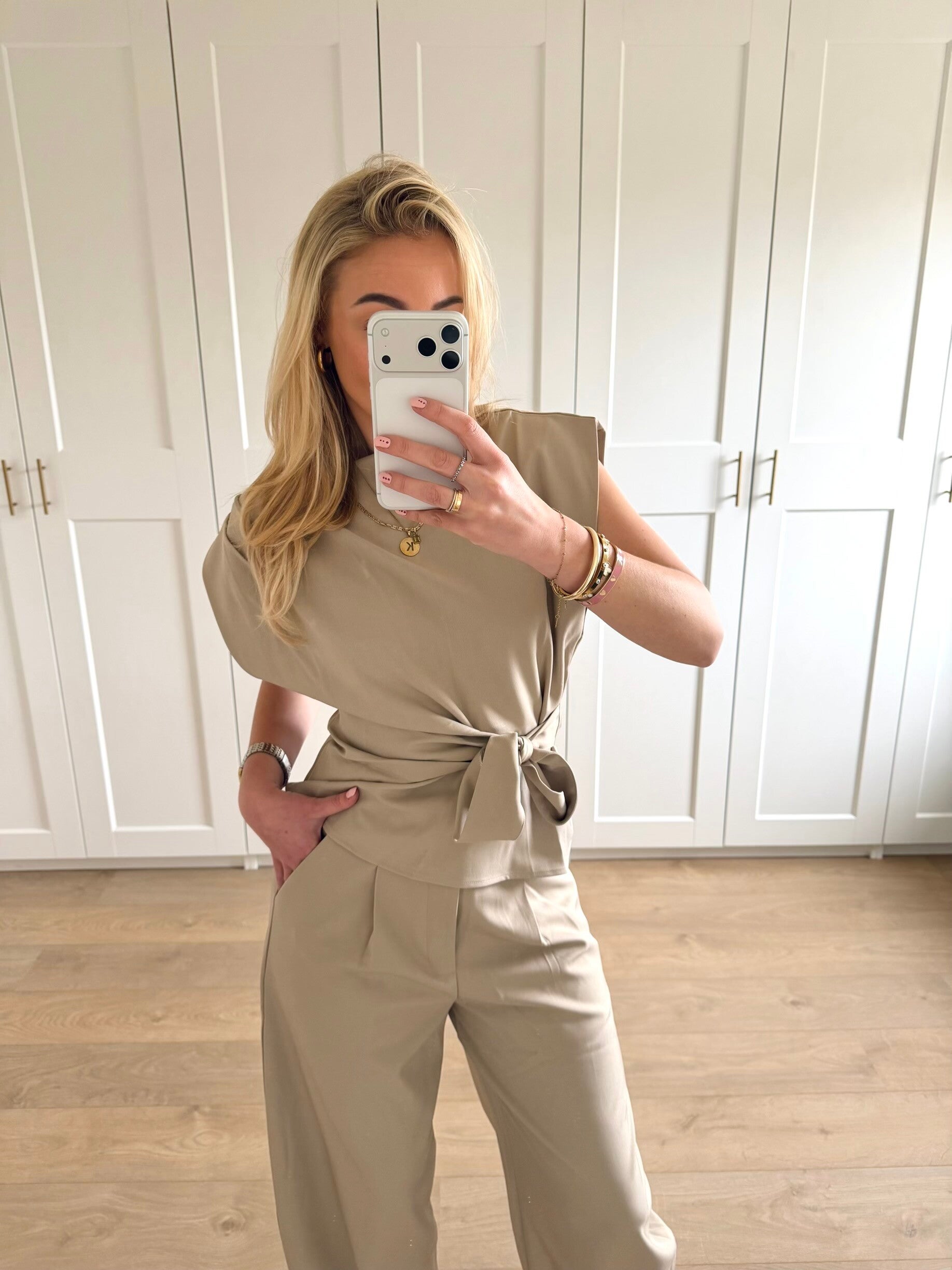 Top met strik - beige