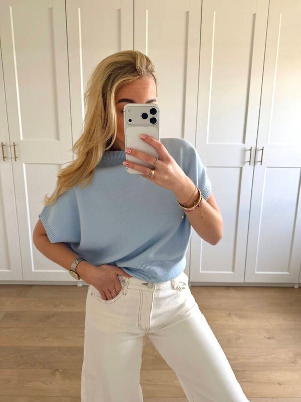 Trui met vlindermouw - blauw