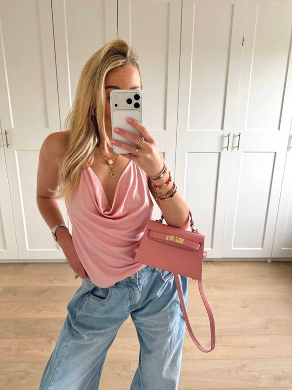 Waterval top met steentjes - roze