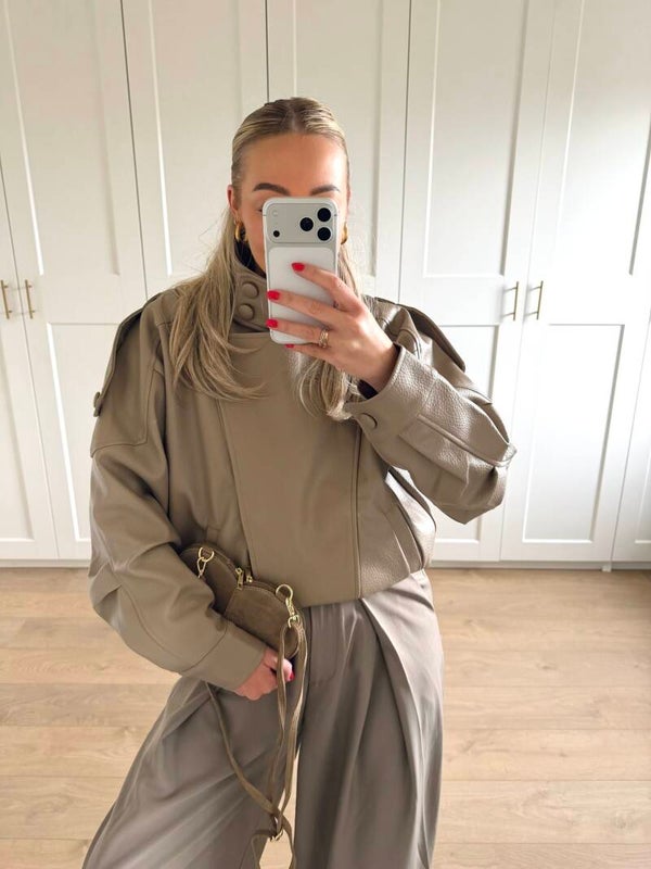 Jas met hoge kraag - taupe