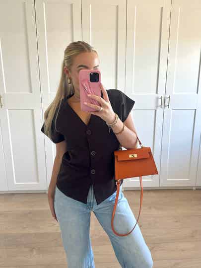 Gilet met v-hals - bruin