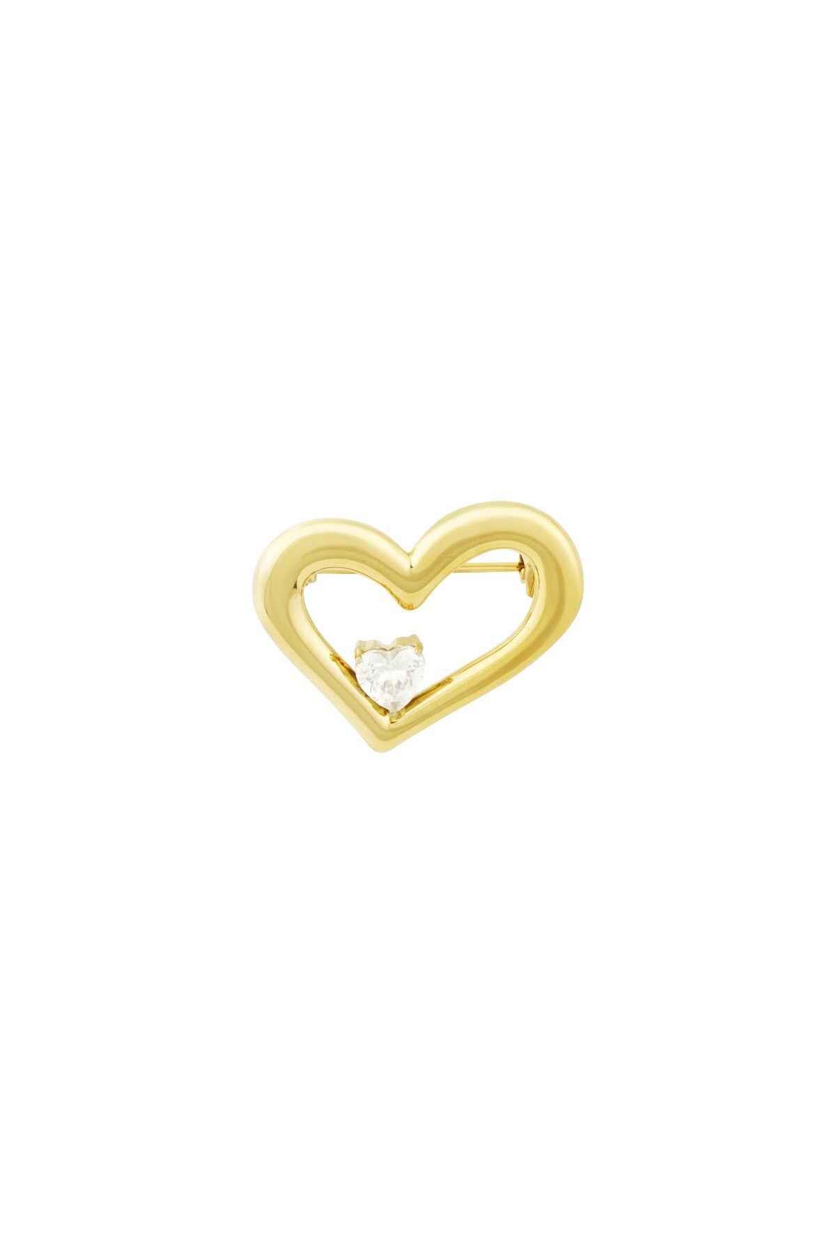 Broche hart met steentje - goud