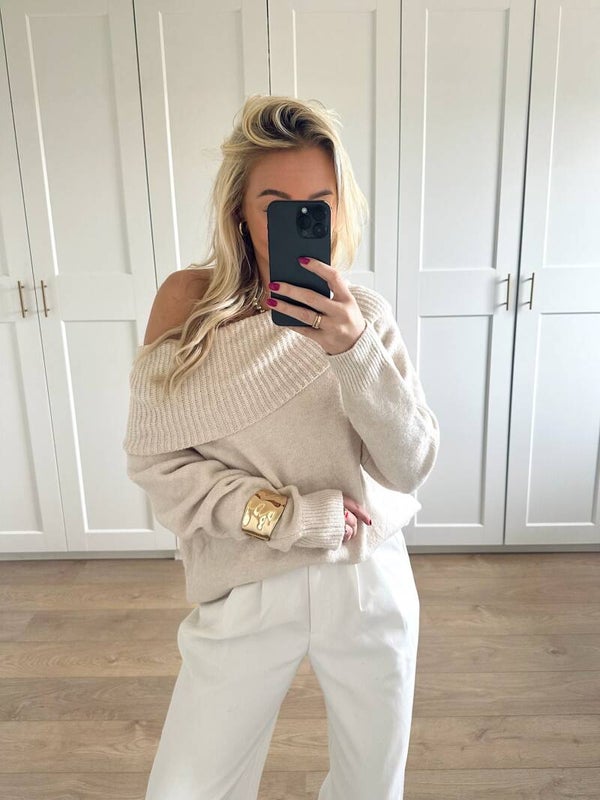 Off shoulder trui - creme