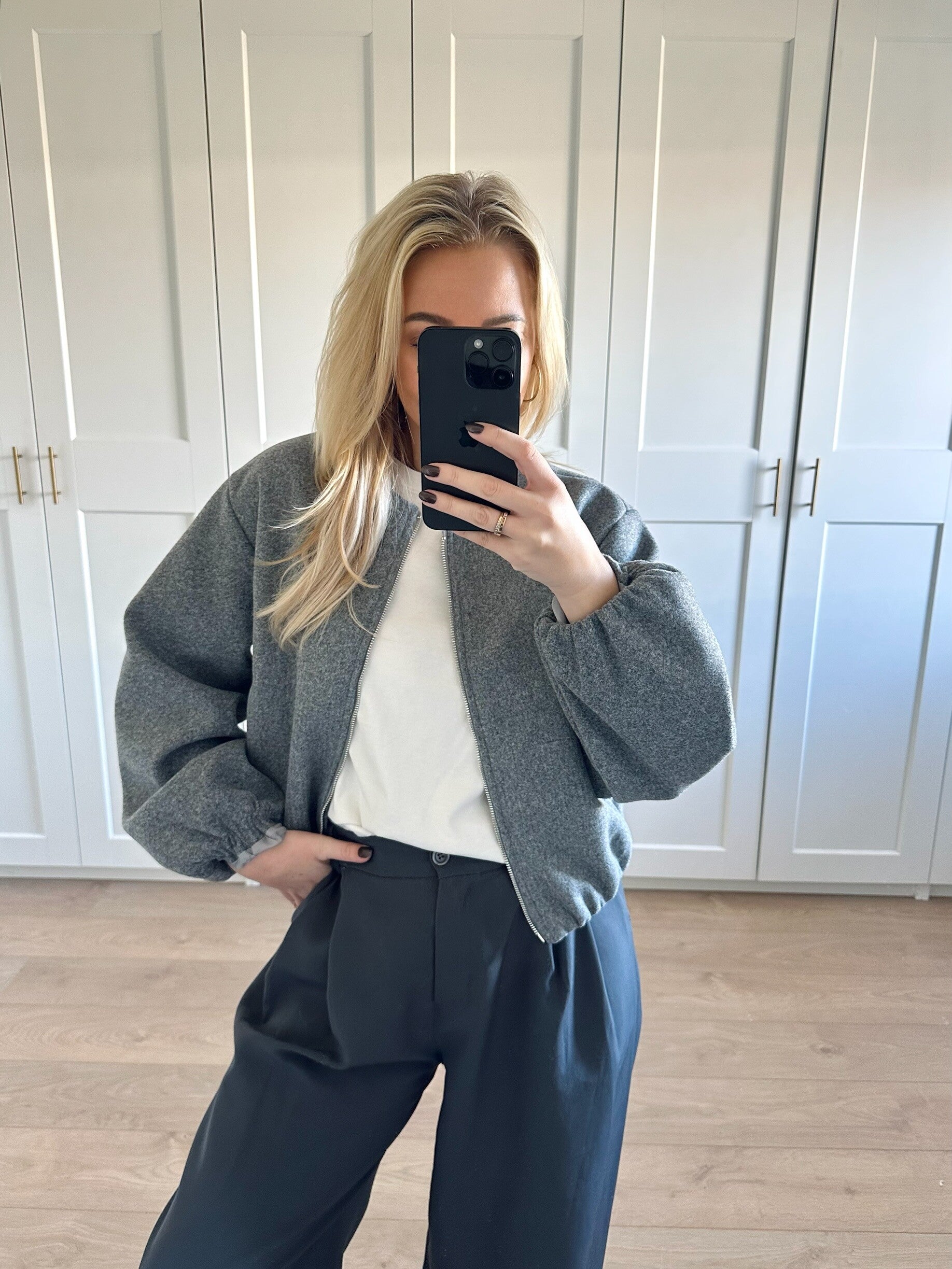 Bomber jasje met rits - grijs