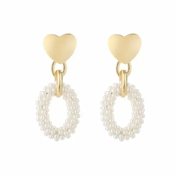 Hart oorbellen wit - gold