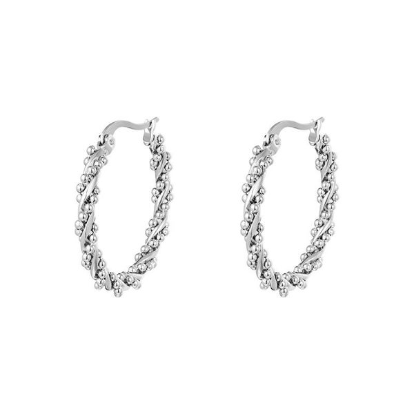 TWISTED HOOP EARRINGS SILVER