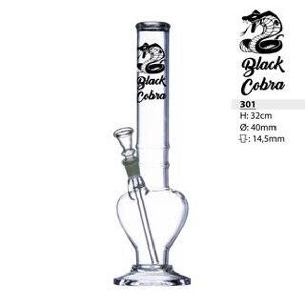 Black Kobra Zyl. Glassbong mit kuGlas+2 ringe