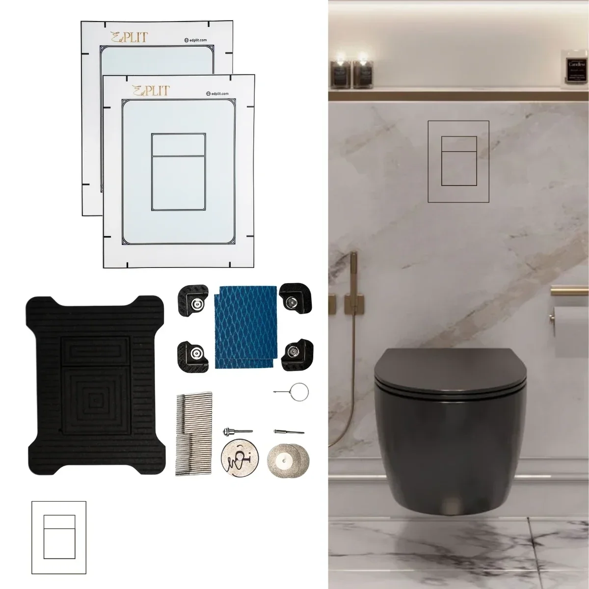 Hidden Flush Button EDPLIT M3 Compatible with GROHE