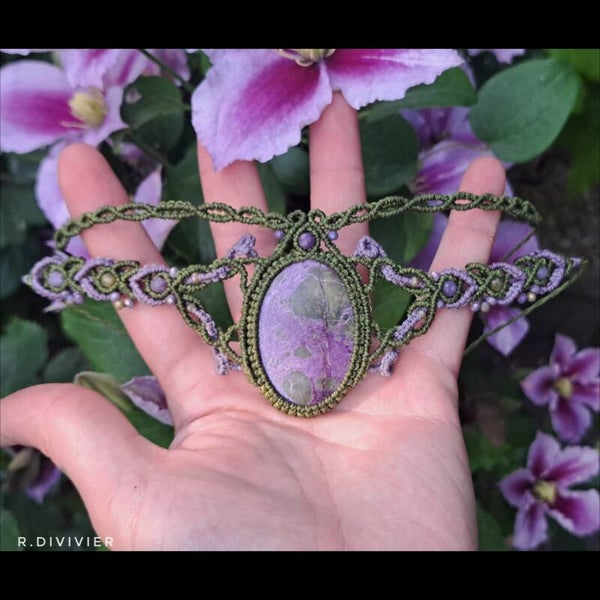✨️Oberarmschmuck mit Stichtit,Lepidolit und grünem Granat ✨️