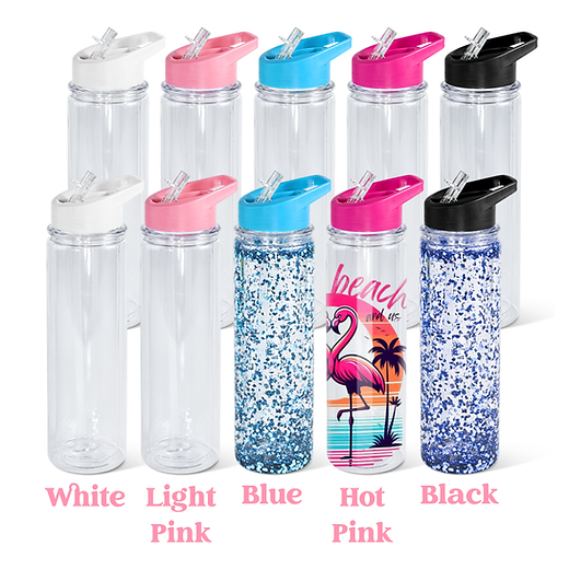 17oz plastic water bottle - glitter snowglobe