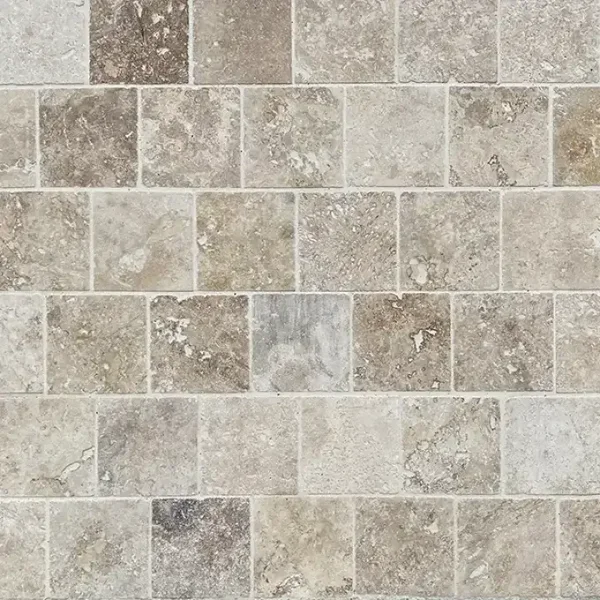 Dallage travertin mosaic carré type 2 4.9x4.9 cm / pièce de 30.5 cm x 30.5 cm