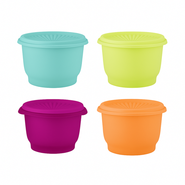 Tupperware zonnedekschaal / sterdeksel 600ml / vintage set van 4