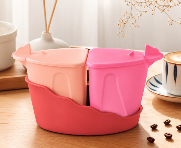 Tupperware Suiker en Melksetje 2 x 350ml / Suiker en Melkkannetje / koffiemelk / siroop / hagelslag / strooisels