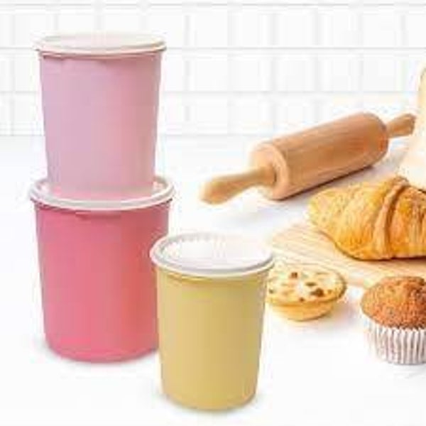 Tupperware Vintage set voorraadbussen zonnedeksel / sterdeksel (3)
