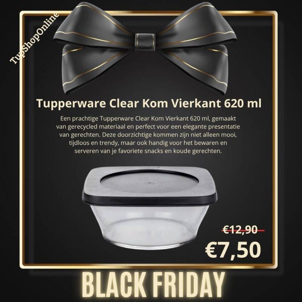 Tupperware Clear Kom Vierkant 620 ml Black Friday Sales