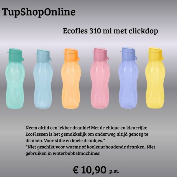 Tupperware Ecofles 310ml (clickdop) diverse kleuren