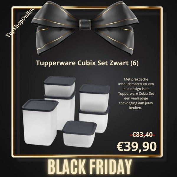 Tupperware Cubix Set Zwart (6) Black Friday