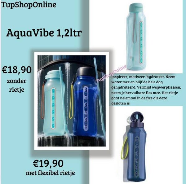 Aquavibe ecofles 1,2ltr / ecofles / met of zonder flexibel rietje