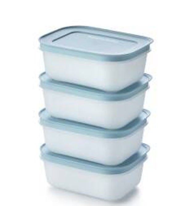 Tupperware Diepvriesdoos 450ml (4) blauw deksel