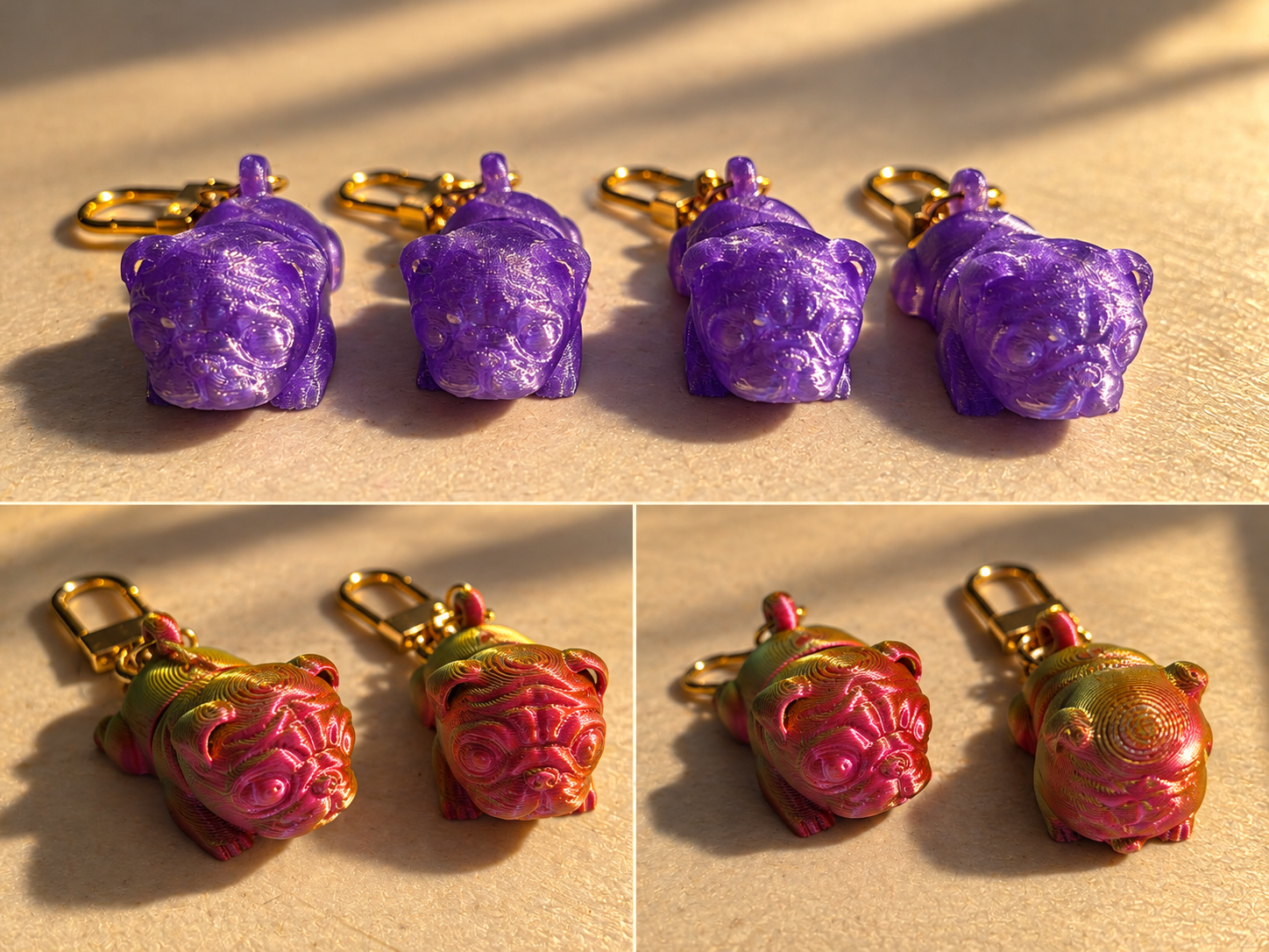 3D PRINTED PUG KEYRINGS