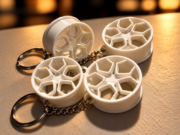 3D PRINTED ALLOY WHEEL KEYRINGS