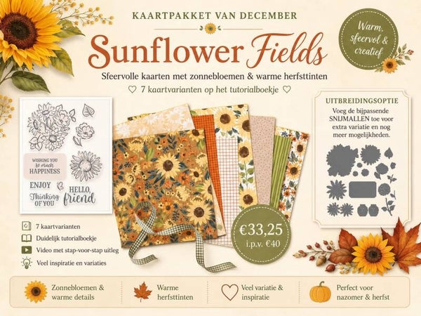 Kaartpakket december 2026 – Sunflower Fields 🌻