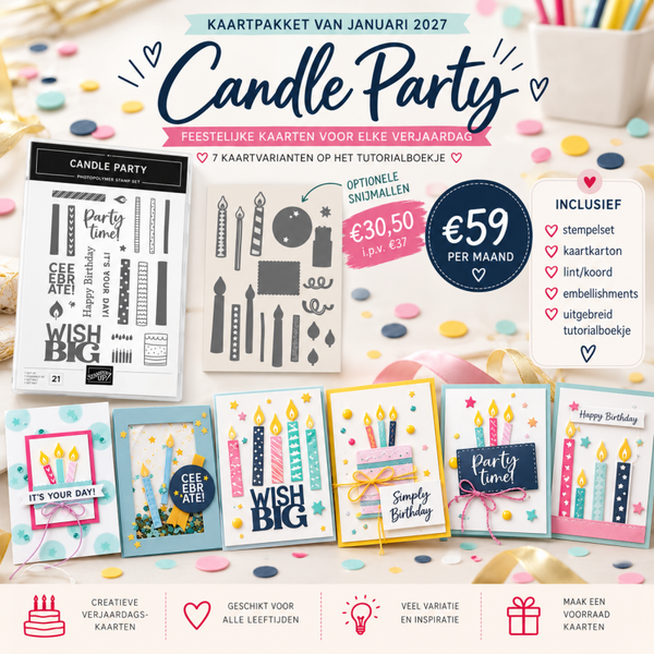 Kaartpakket januari 2027 – Candle Party 🎂