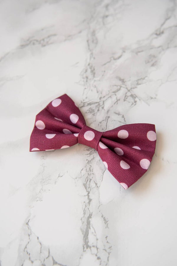 Bow - Polka Dots Burgandy
