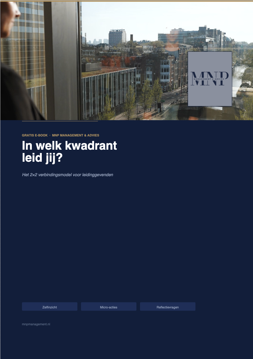 E-book 'In welke kwadrant leid jij? Het verbindend leiderschapsmodel'