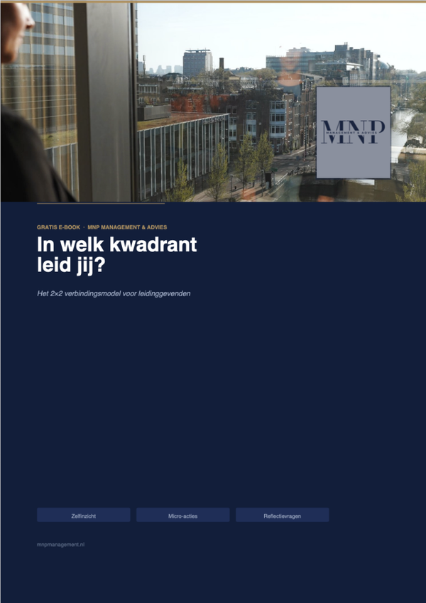 E-book 'In welke kwadrant leid jij? Het verbindend leiderschapsmodel'