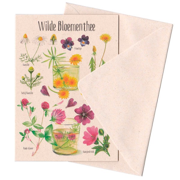 Wenskaart "Wilde Bloementhee"