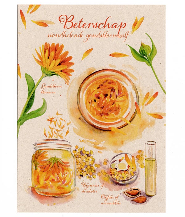 Postkaart Beterschap "Goudsbloemzalf"