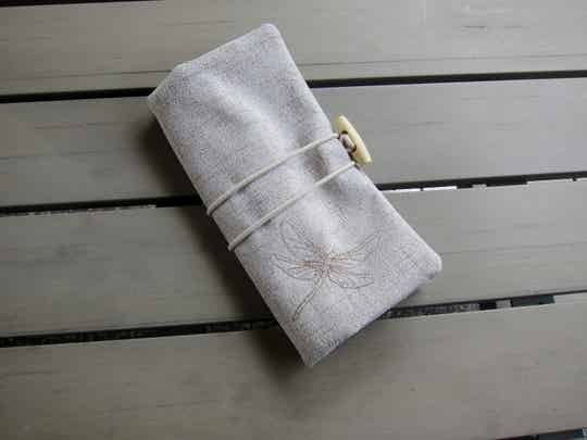 SALE Rollmäppchen  3 Reißverschlüsse Stifthalter Stukturstoff beige