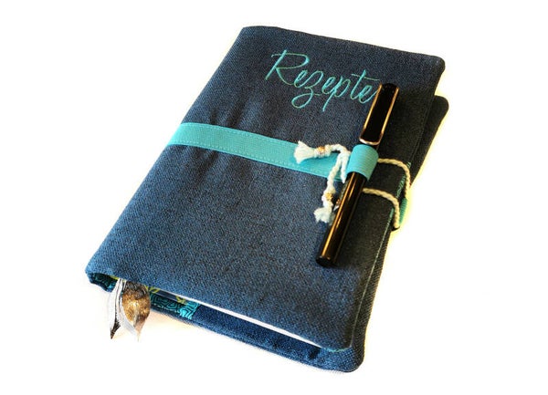 Bucheinband gefüttert Gummi + Kordel Verschluss