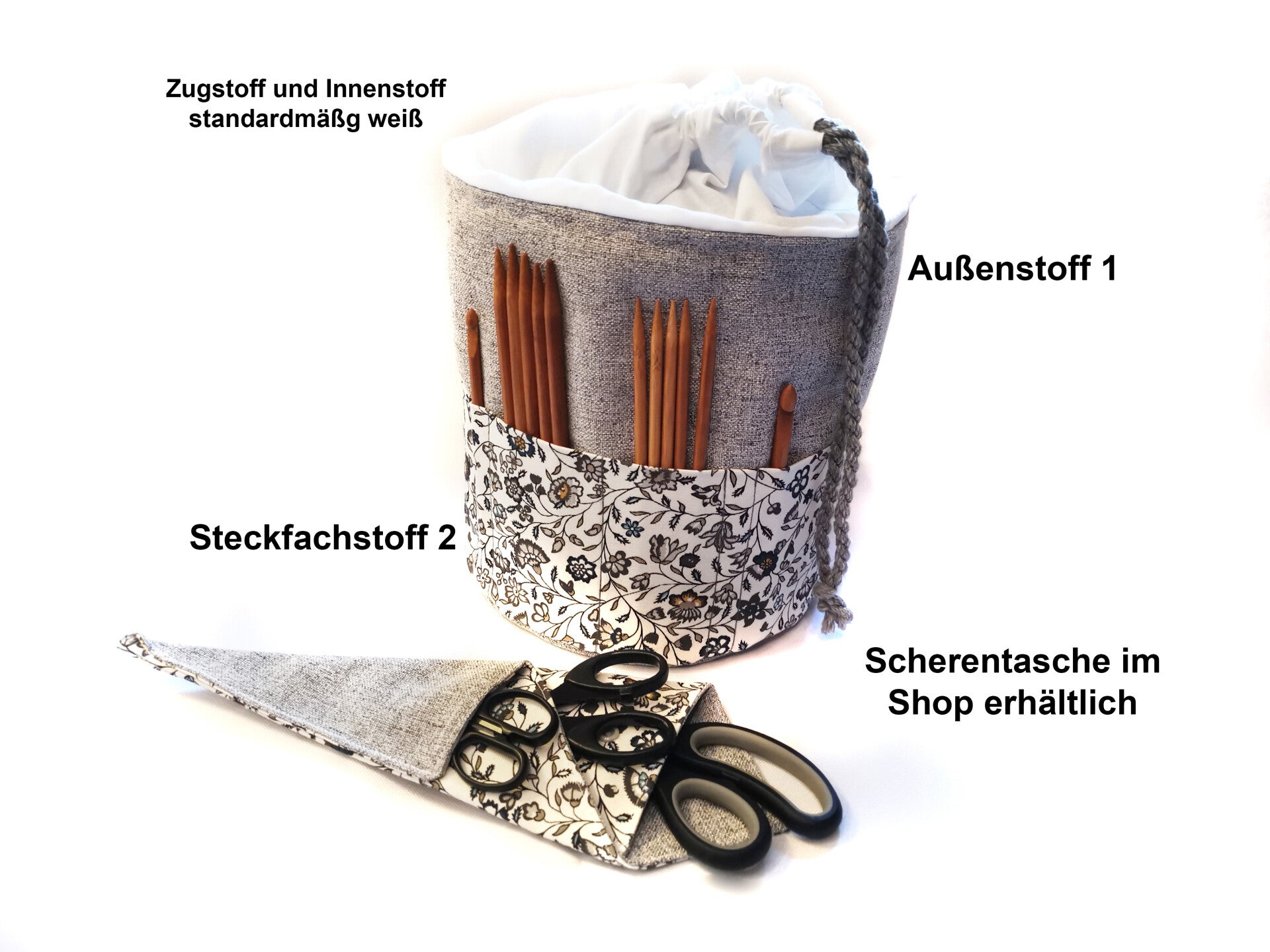 Handarbeitskorb Strickbeutel Blumen