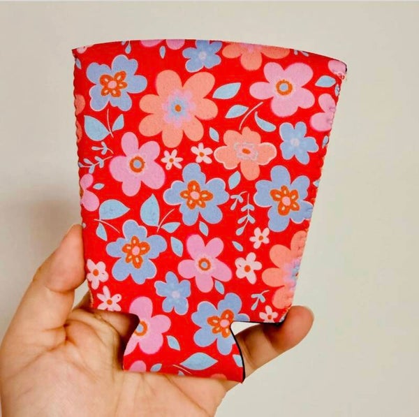 Red Floral Coffee Sleeve-Medium