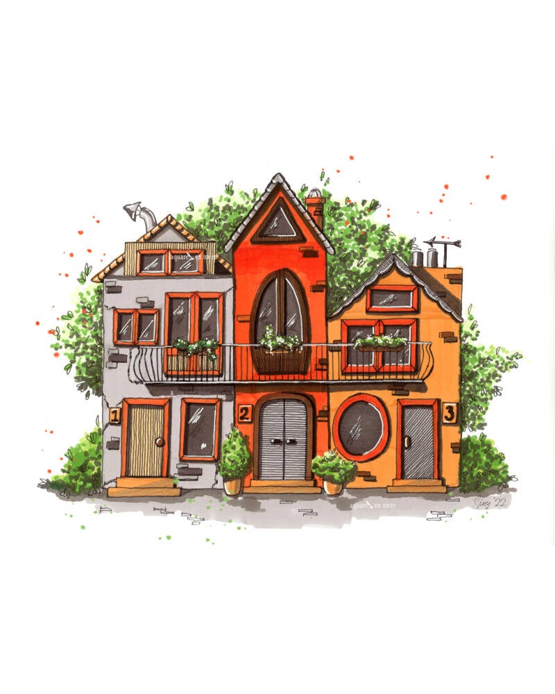 Alcohol markers huisjes