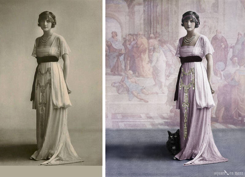 Oude foto ingekleurd en uitgebreid