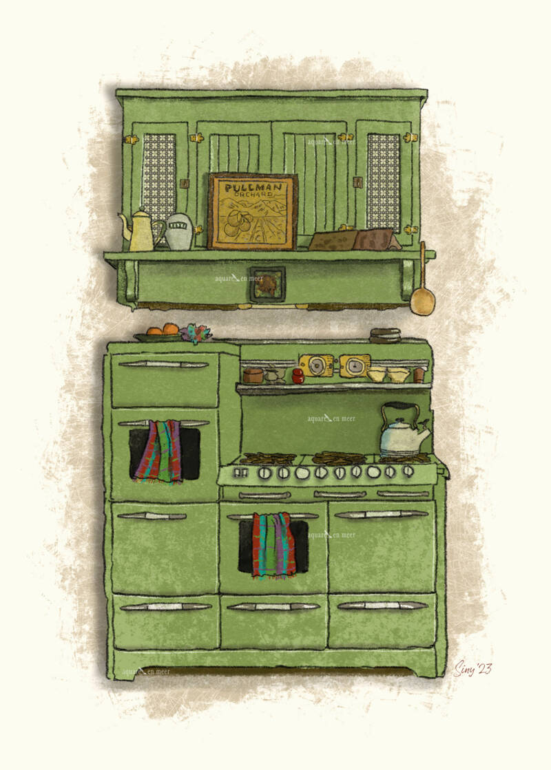 Pullman keuken digitaal geschilderd
