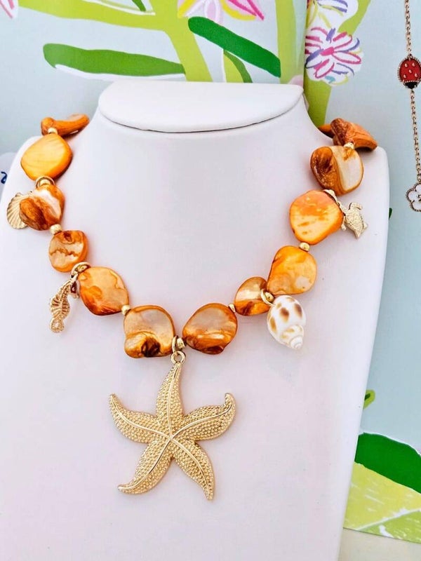 Collar piedra ónix naranja