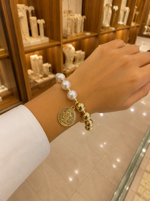 Pulsera san Benito perla