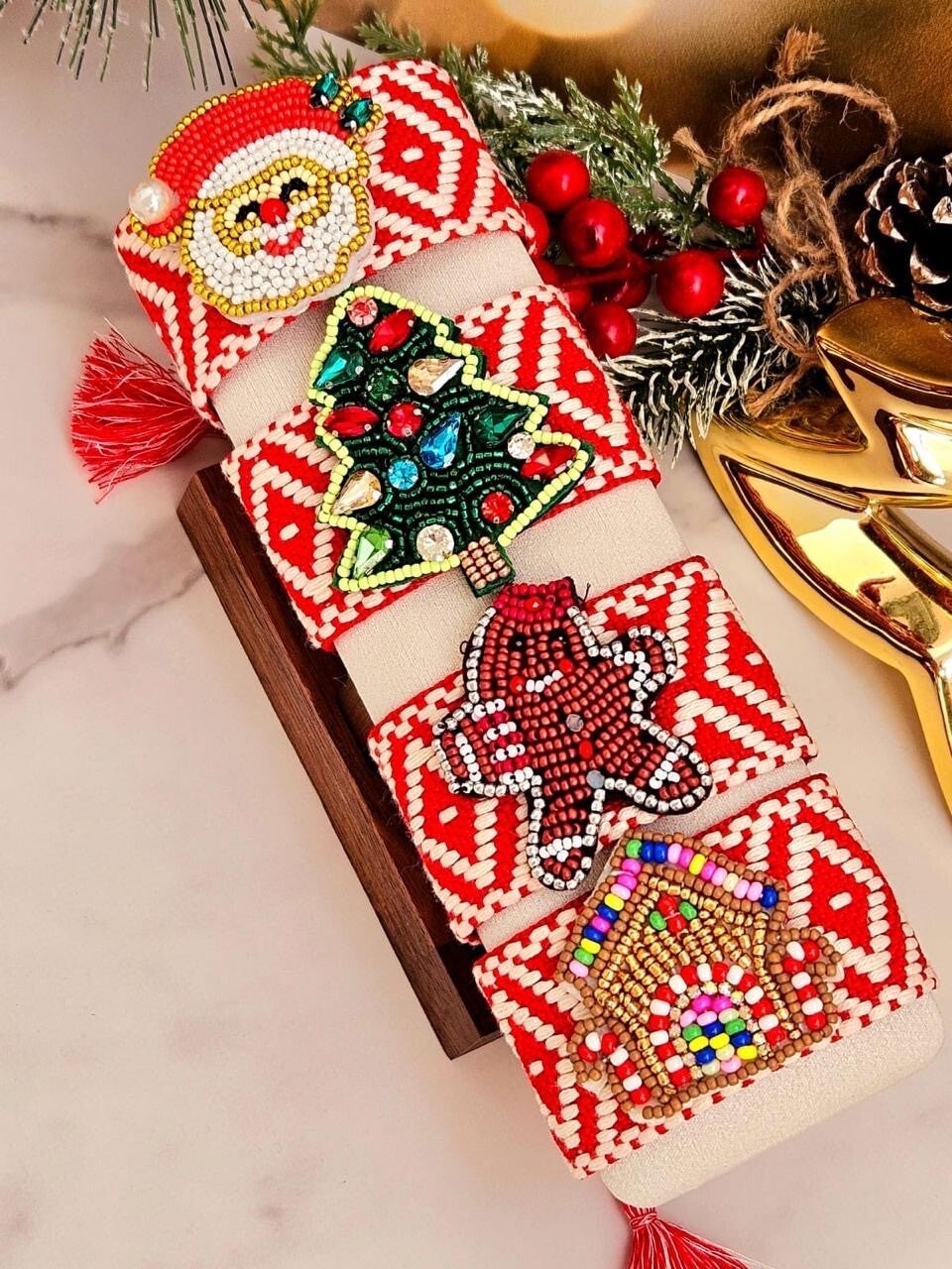 Pulsera tela Navidad