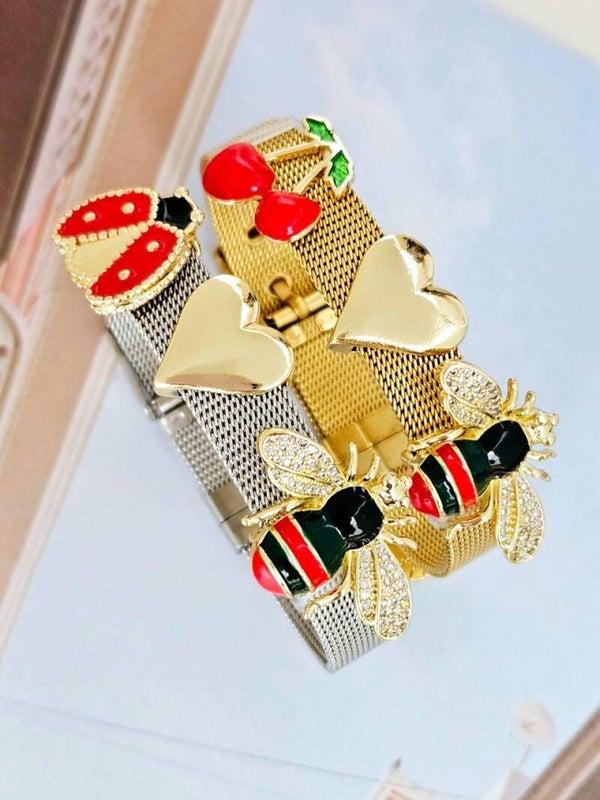 Pulsera abeja catrina plateada