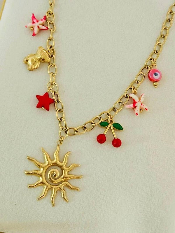 Collar sol y cereza